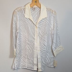 Covington White and Cream Striped Button-Down Shirt